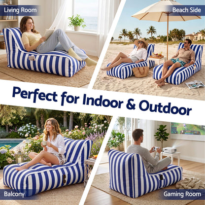 Artiss Outdoor Bean Bag Chair with Filler Splash-Proof Beanbag Lounge DIY Stuffed Animal Storage Bean Bag Washable for Patio Poolside Relaxing, Blue-Furniture > Sofas > Sofa Accessories-PEROZ Accessories