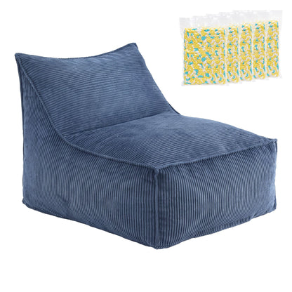 Artiss Bean Bag Chair Cover with Filler Soft Corduroy DIY Stuffed Animal Storage Bean Bag for Adults, Washable Lazy Sofa for Living Room Bedroom, Blue-Furniture > Sofas > Sofa Accessories-PEROZ Accessories