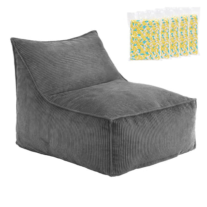 Artiss Bean Bag Chair Cover with Filler Soft Corduroy DIY Stuffed Animal Storage Bean Bag for Adults, Washable Lazy Sofa for Living Room Bedroom, Grey-Furniture > Sofas > Sofa Accessories-PEROZ Accessories