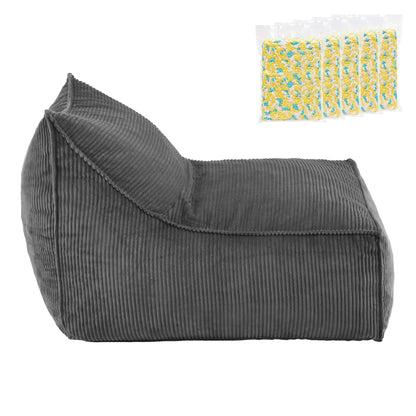 Artiss Bean Bag Chair Cover with Filler Soft Corduroy DIY Stuffed Animal Storage Bean Bag for Adults, Washable Lazy Sofa for Living Room Bedroom, Grey-Furniture > Sofas > Sofa Accessories-PEROZ Accessories