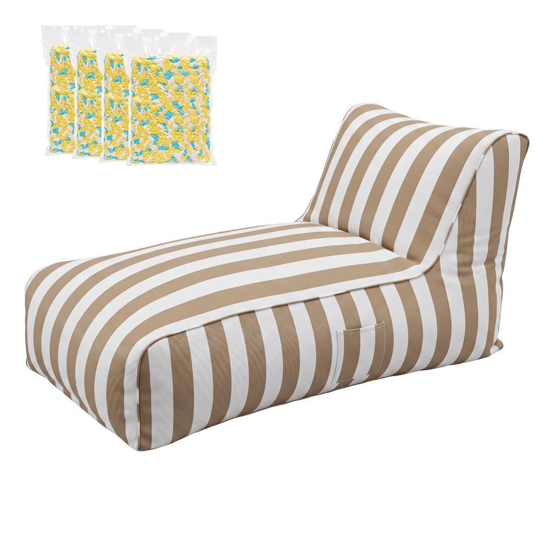 Artiss Outdoor Bean Bag Chair with Filler Splash-Proof Beanbag Lounge DIY Stuffed Animal Storage Bean Bag Washable for Patio Poolside Relaxing, Taupe-Furniture > Sofas > Sofa Accessories-PEROZ Accessories