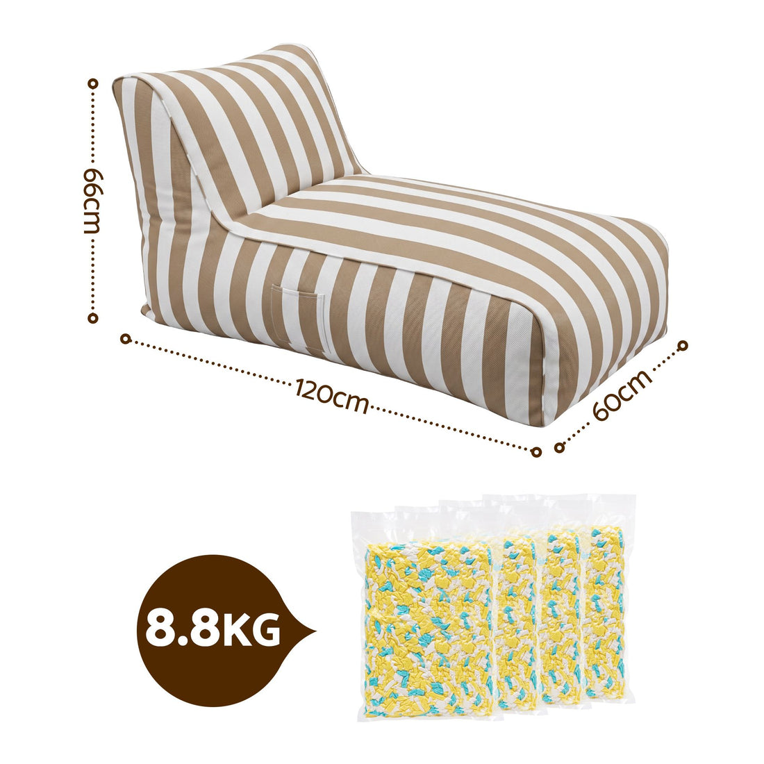 Artiss Outdoor Bean Bag Chair with Filler Splash-Proof Beanbag Lounge DIY Stuffed Animal Storage Bean Bag Washable for Patio Poolside Relaxing, Taupe-Furniture > Sofas > Sofa Accessories-PEROZ Accessories