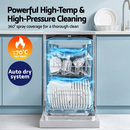 Devanti 10 Place Settings Freestanding Dishwasher Silver-Appliances &gt; Kitchen Appliances &gt; Dishwashers-PEROZ Accessories