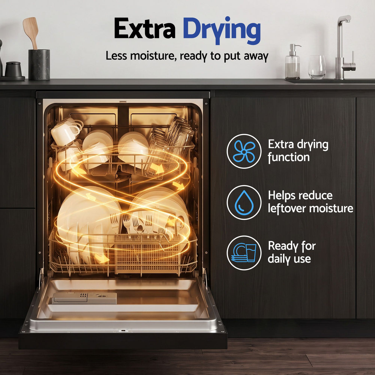 Devanti 12 Place Settings Dishwasher 55cm Freestanding Benchtop Built-In-Appliances > Kitchen Appliances > Dishwashers-PEROZ Accessories