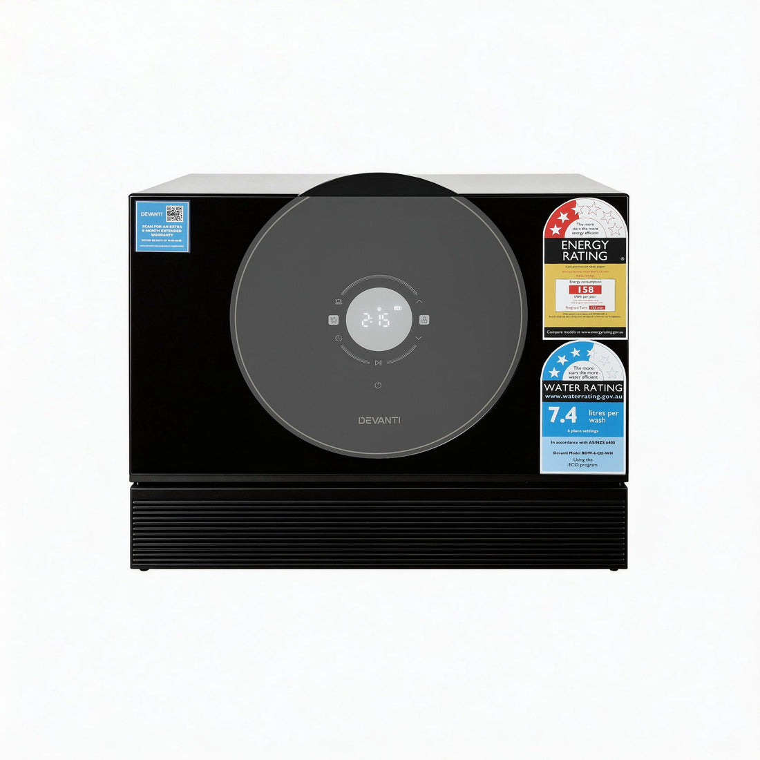 Devanti 6-Place Setting Benchtop Dishwasher 50cm Black-Appliances > Kitchen Appliances > Dishwashers-PEROZ Accessories