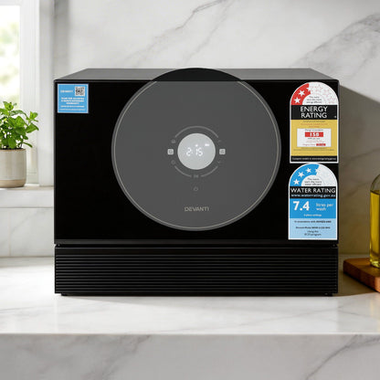 Devanti 6-Place Setting Benchtop Dishwasher 50cm Black-Appliances > Kitchen Appliances > Dishwashers-PEROZ Accessories