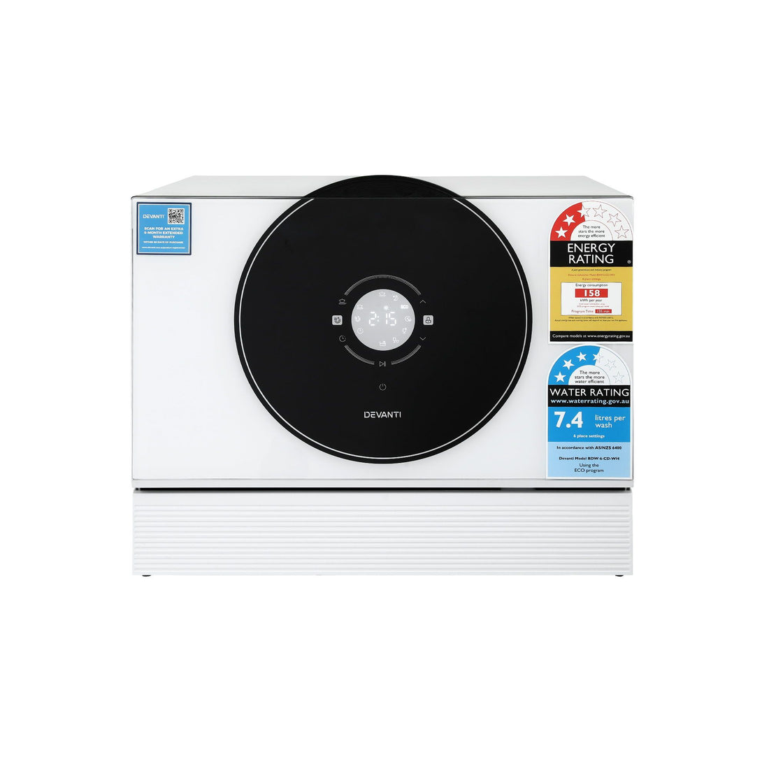 Devanti 6-Place Setting Benchtop Dishwasher 50cm White-Appliances > Kitchen Appliances > Dishwashers-PEROZ Accessories
