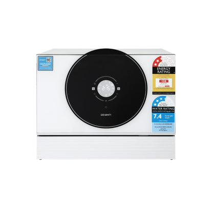 Devanti 6-Place Setting Benchtop Dishwasher 50cm White-Appliances > Kitchen Appliances > Dishwashers-PEROZ Accessories