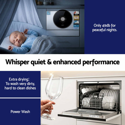 Devanti 6-Place Setting Benchtop Dishwasher 50cm White-Appliances > Kitchen Appliances > Dishwashers-PEROZ Accessories