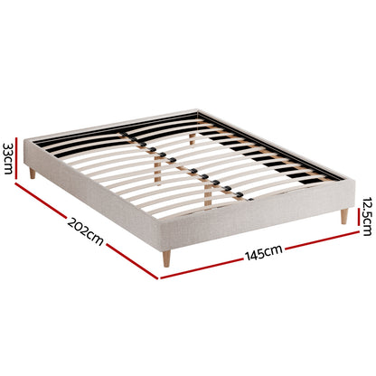 Artiss Bed Frame Double Size Beige ZORA-Furniture > Bedroom-PEROZ Accessories