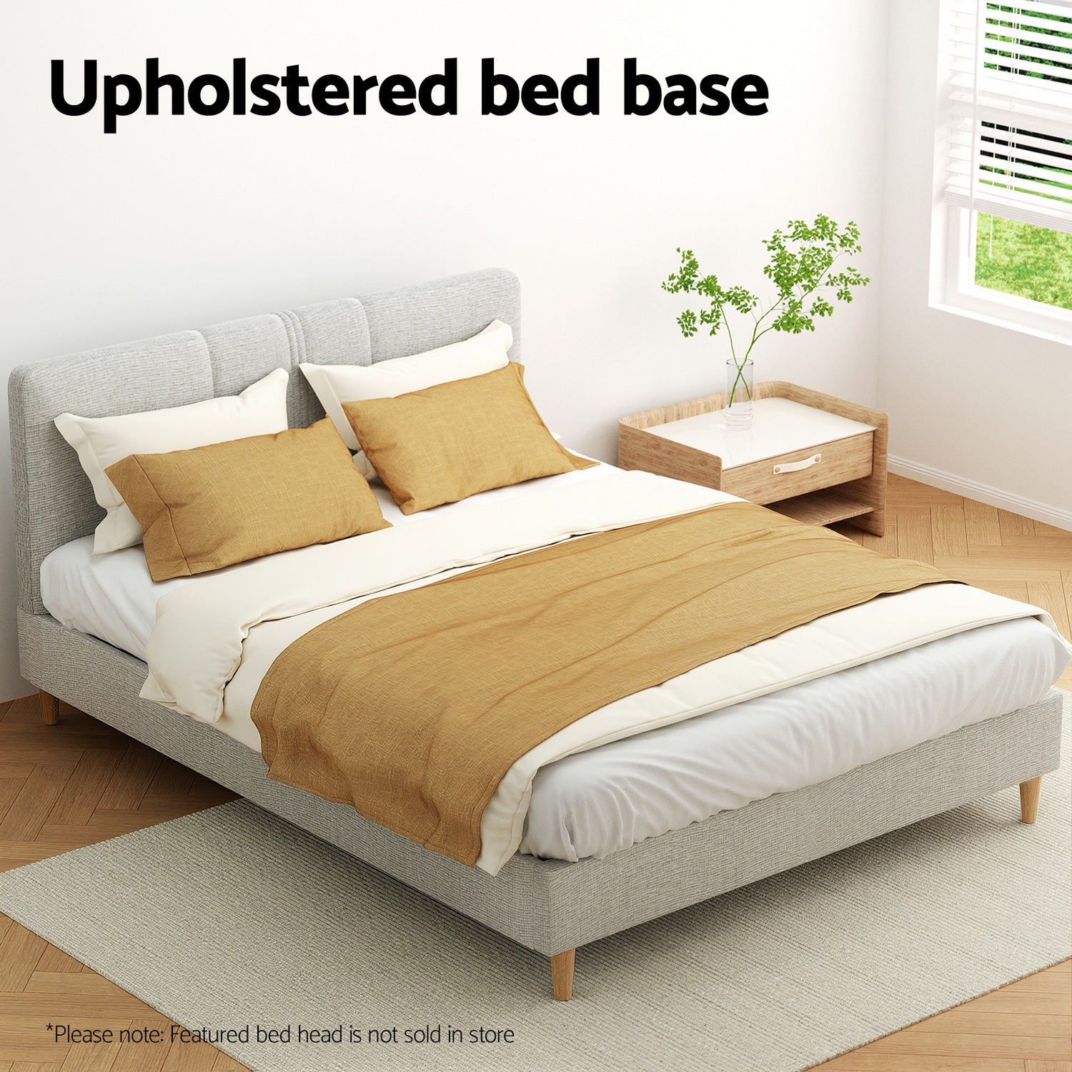 Artiss Bed Frame Double Size Beige ZORA-Furniture > Bedroom-PEROZ Accessories