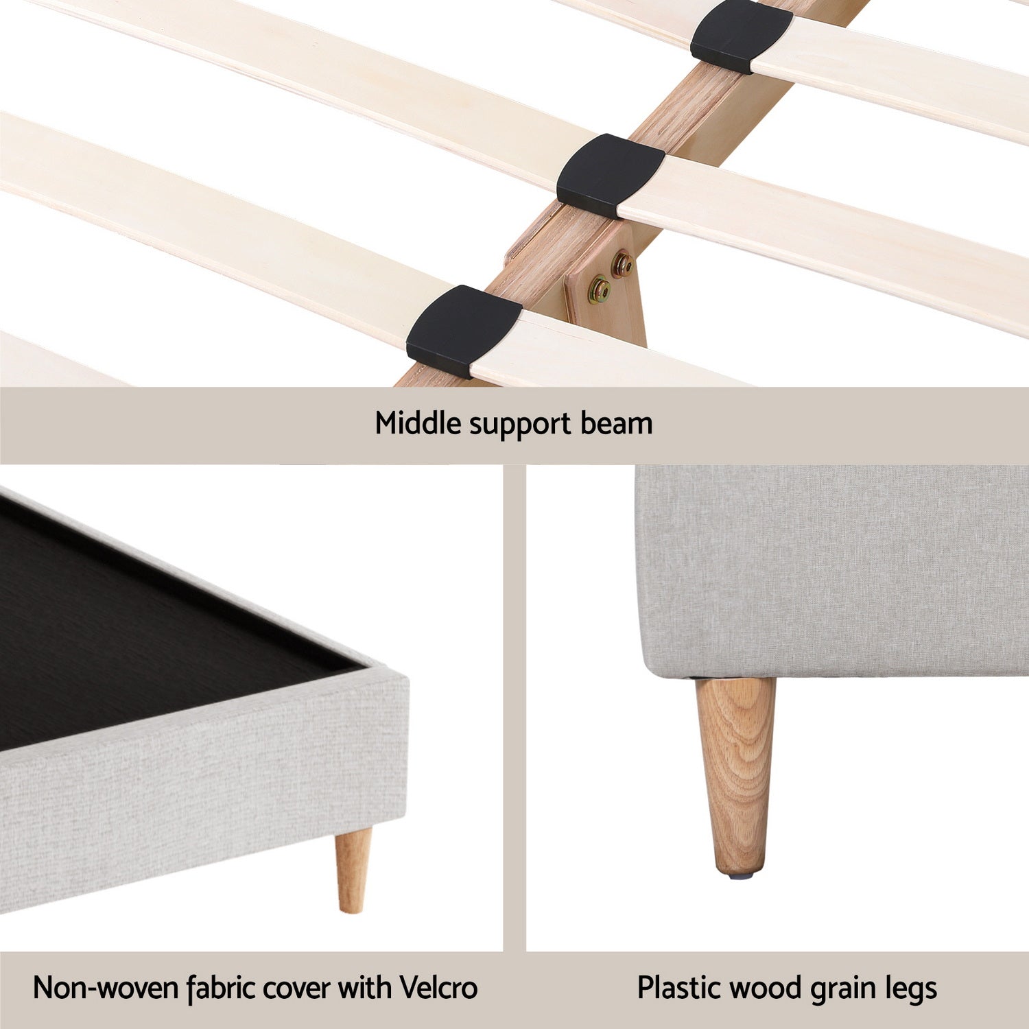 Artiss Bed Frame Double Size Beige ZORA-Furniture > Bedroom-PEROZ Accessories