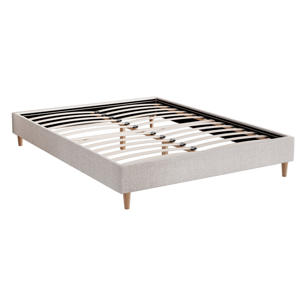 Artiss Bed Frame Queen Size Beige ZORA-Furniture &gt; Bedroom-PEROZ Accessories