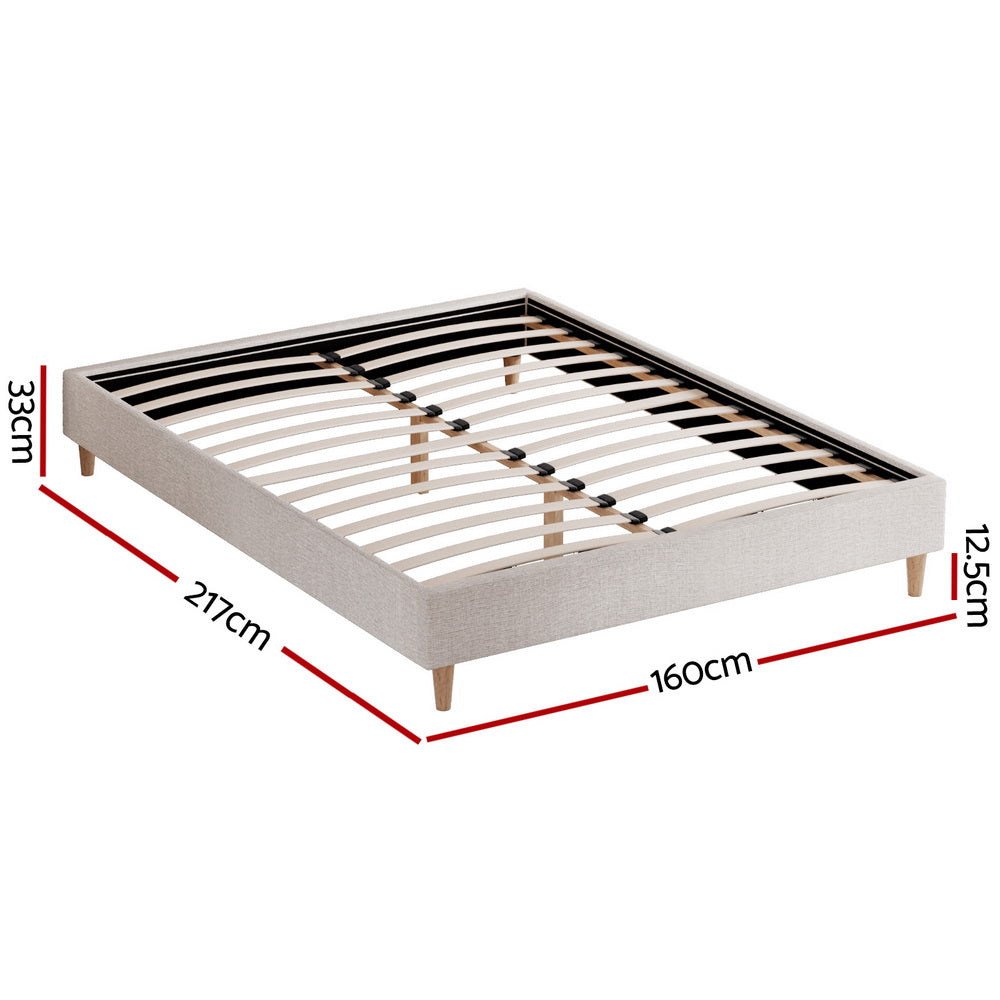 Artiss Bed Frame Queen Size Beige ZORA-Furniture &gt; Bedroom-PEROZ Accessories