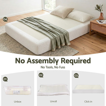 Artiss Compression Bed Frame Double Size No Assembly Vacuum High Density Sponge Boucle Cream White-Furniture > Bedroom > Beds &amp; Bed Frames-PEROZ Accessories