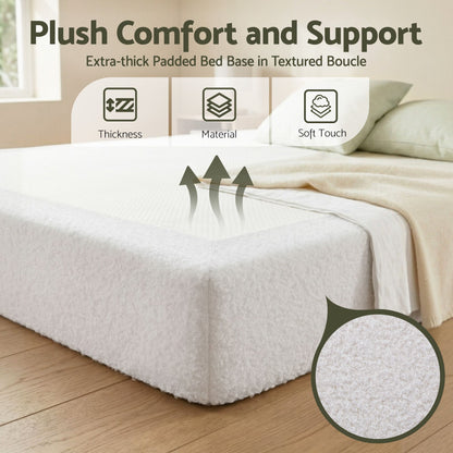 Artiss Compression Bed Frame Double Size No Assembly Vacuum High Density Sponge Boucle Cream White-Furniture > Bedroom > Beds &amp; Bed Frames-PEROZ Accessories