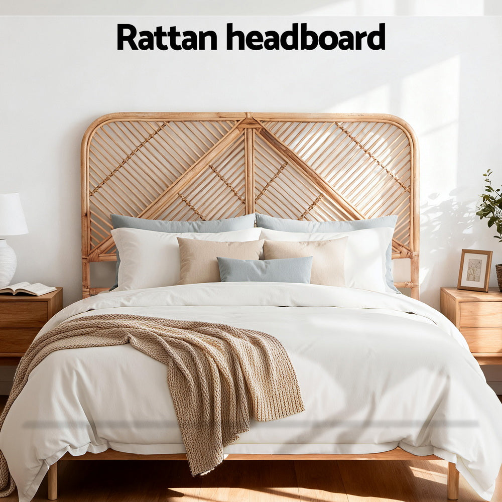 Artiss Bed Headboard Queen Bedhead Rattan - FRED Pine-Furniture &gt; Bedroom &gt; Headboards-PEROZ Accessories