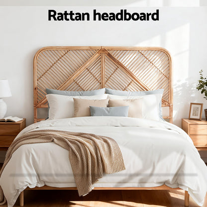 Artiss Bed Headboard Queen Bedhead Rattan - FRED Pine-Furniture &gt; Bedroom &gt; Headboards-PEROZ Accessories