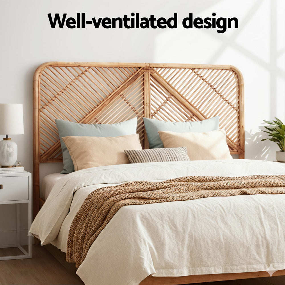Artiss Bed Headboard Queen Bedhead Rattan - FRED Pine-Furniture &gt; Bedroom &gt; Headboards-PEROZ Accessories