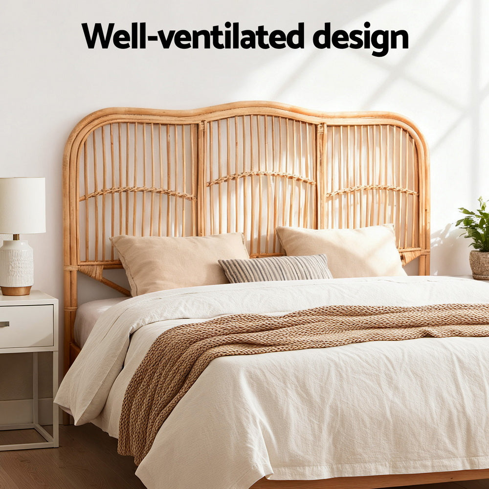 Artiss Bed Headboard Double Bedhead Rattan - NERO Pine-Furniture &gt; Bedroom &gt; Headboards-PEROZ Accessories