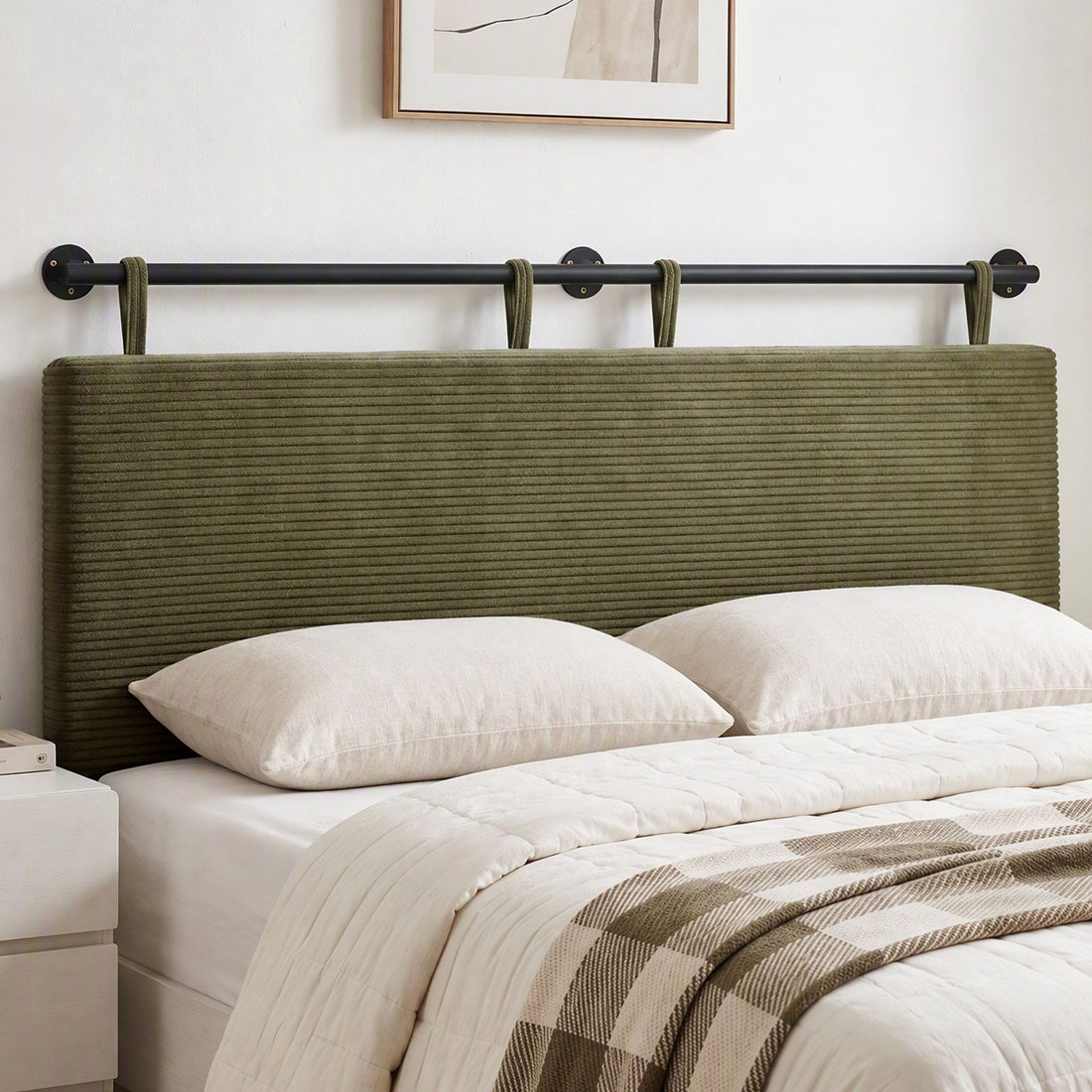 Artiss Wall Mounted Headboard Double Corduroy Upholstered Hanging Bed Head-Furniture > Bedroom > Headboards-PEROZ Accessories