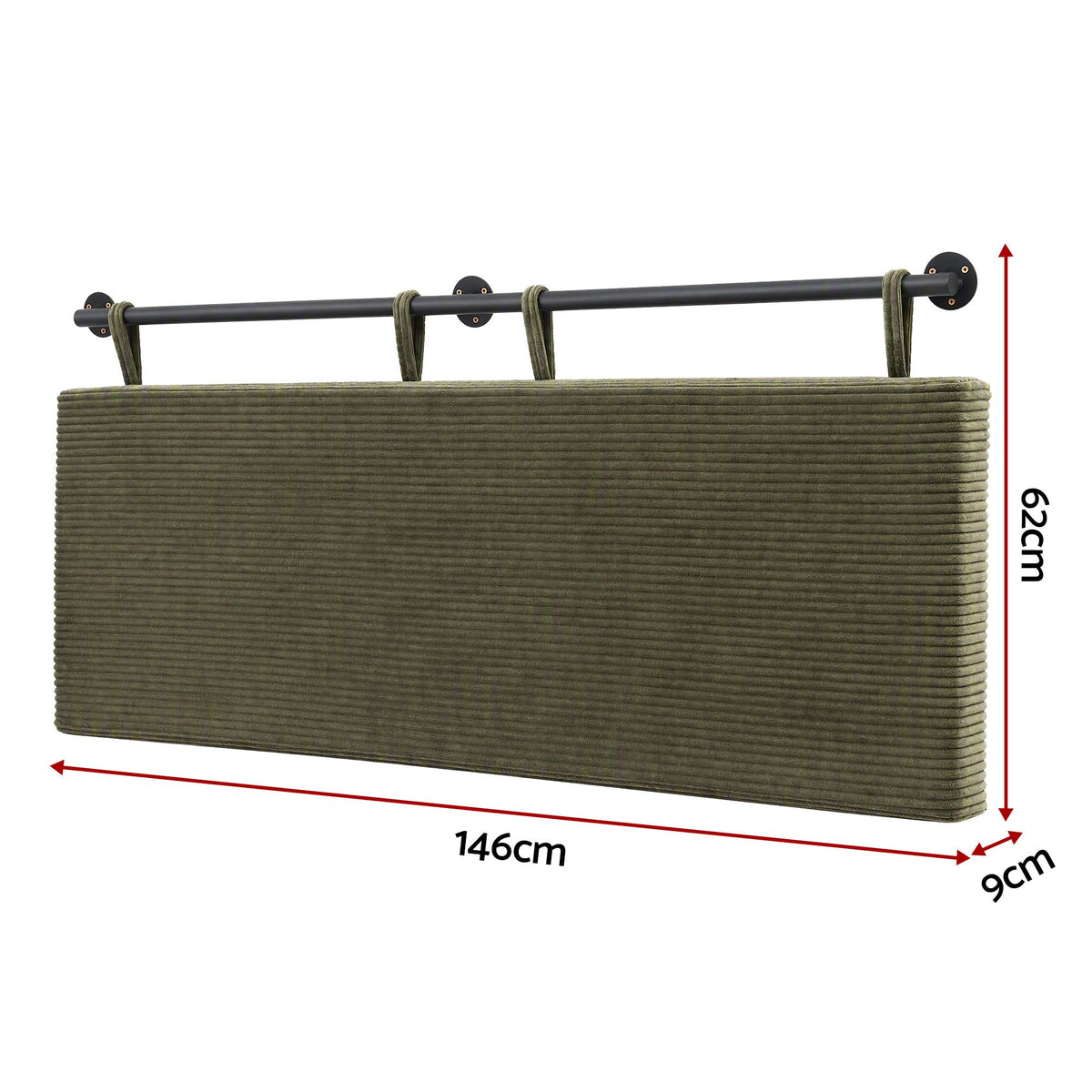 Artiss Wall Mounted Headboard Double Corduroy Upholstered Hanging Bed Head-Furniture > Bedroom > Headboards-PEROZ Accessories