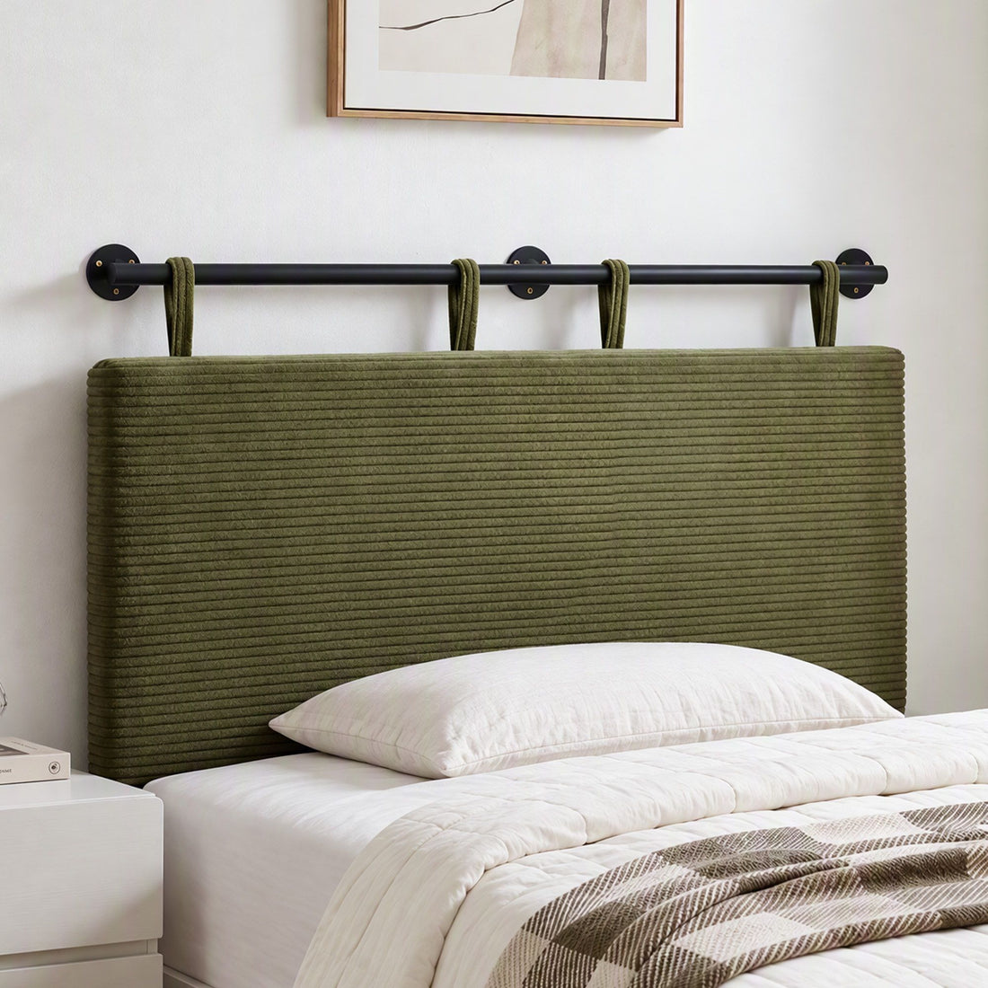 Artiss Wall Mounted Headboard King Single Corduroy Upholstered Hanging Bed Head-Furniture > Bedroom > Headboards-PEROZ Accessories