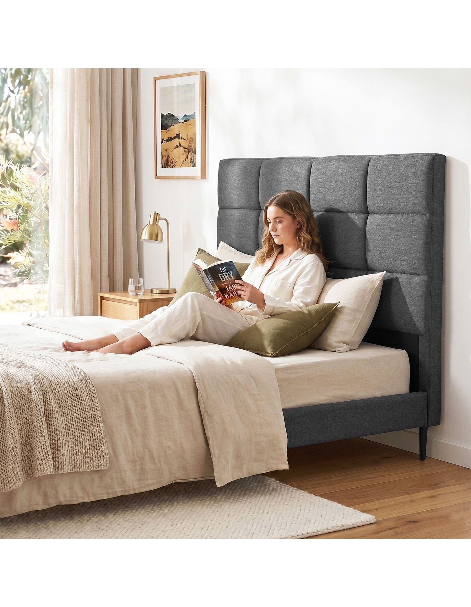Artiss Bed Headboard Double Bedhead Linen Fabric Charcoal-Furniture > Bedroom > Headboards-PEROZ Accessories