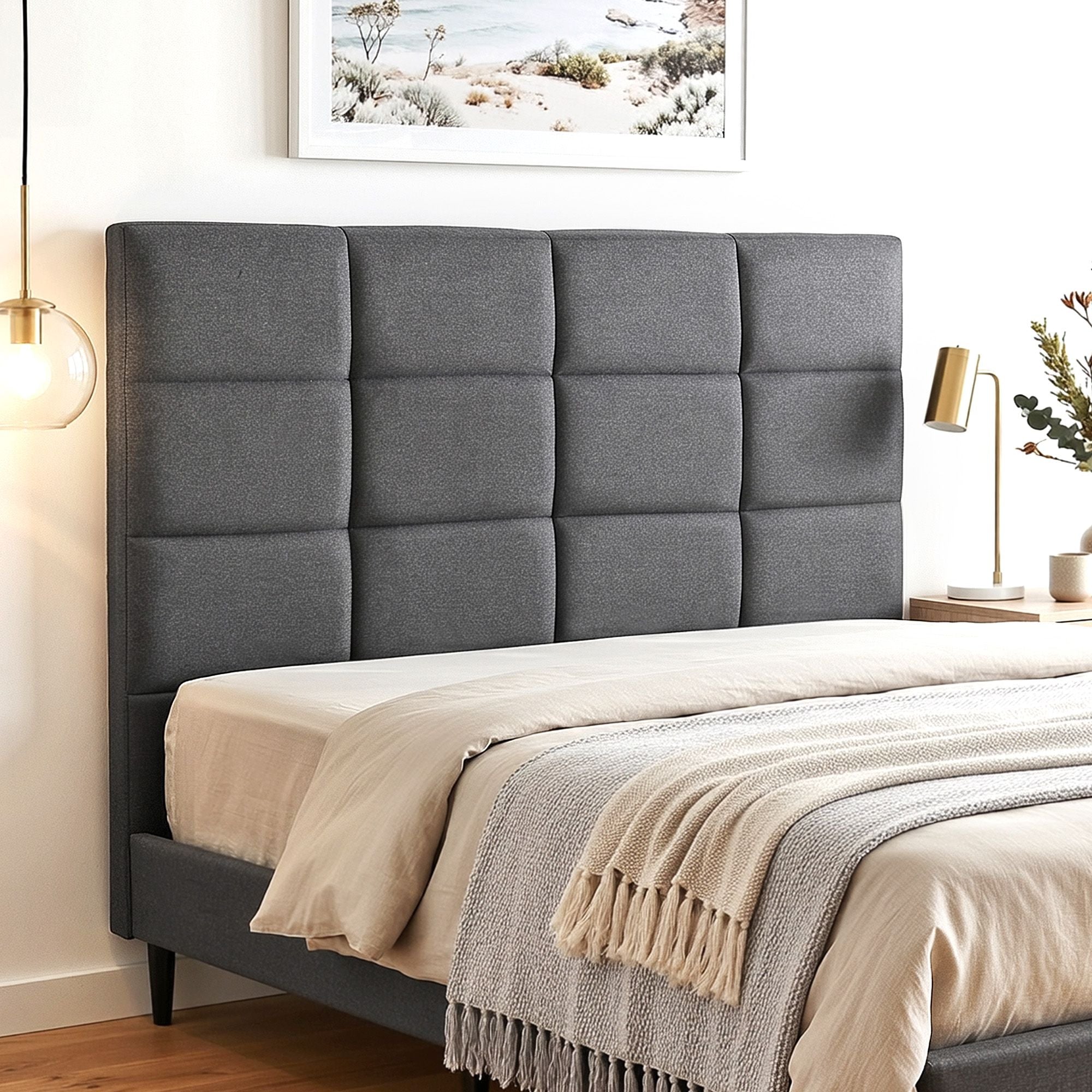 Artiss Bed Headboard Double Bedhead Linen Fabric Charcoal-Furniture > Bedroom > Headboards-PEROZ Accessories