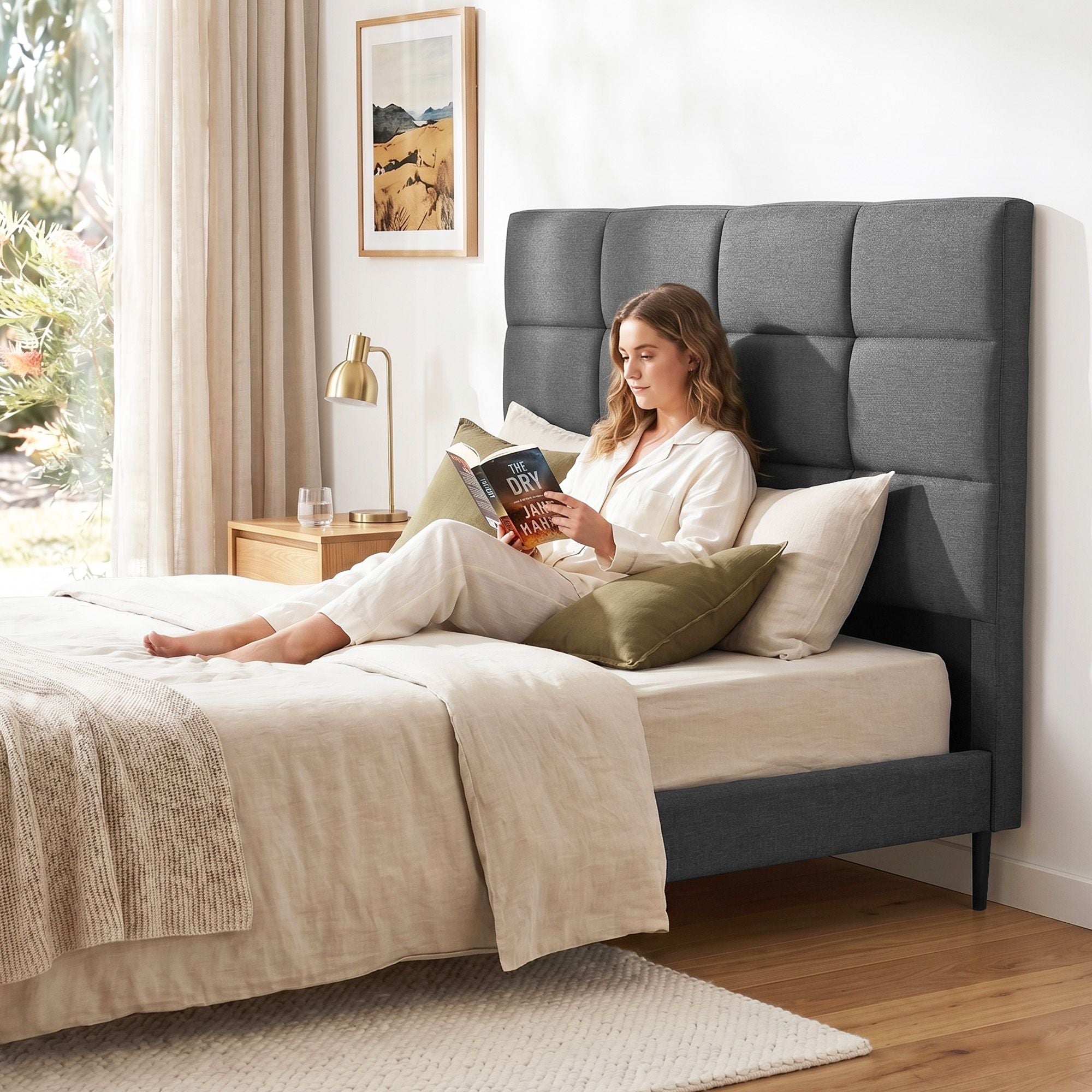 Artiss Bed Headboard Queen Bedhead Linen Fabric Charcoal-Furniture > Bedroom > Headboards-PEROZ Accessories