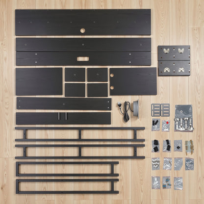 Artiss Bed Headboard King Single Storage Bedhead Charging Station Black-Furniture > Bedroom > Headboards-PEROZ Accessories