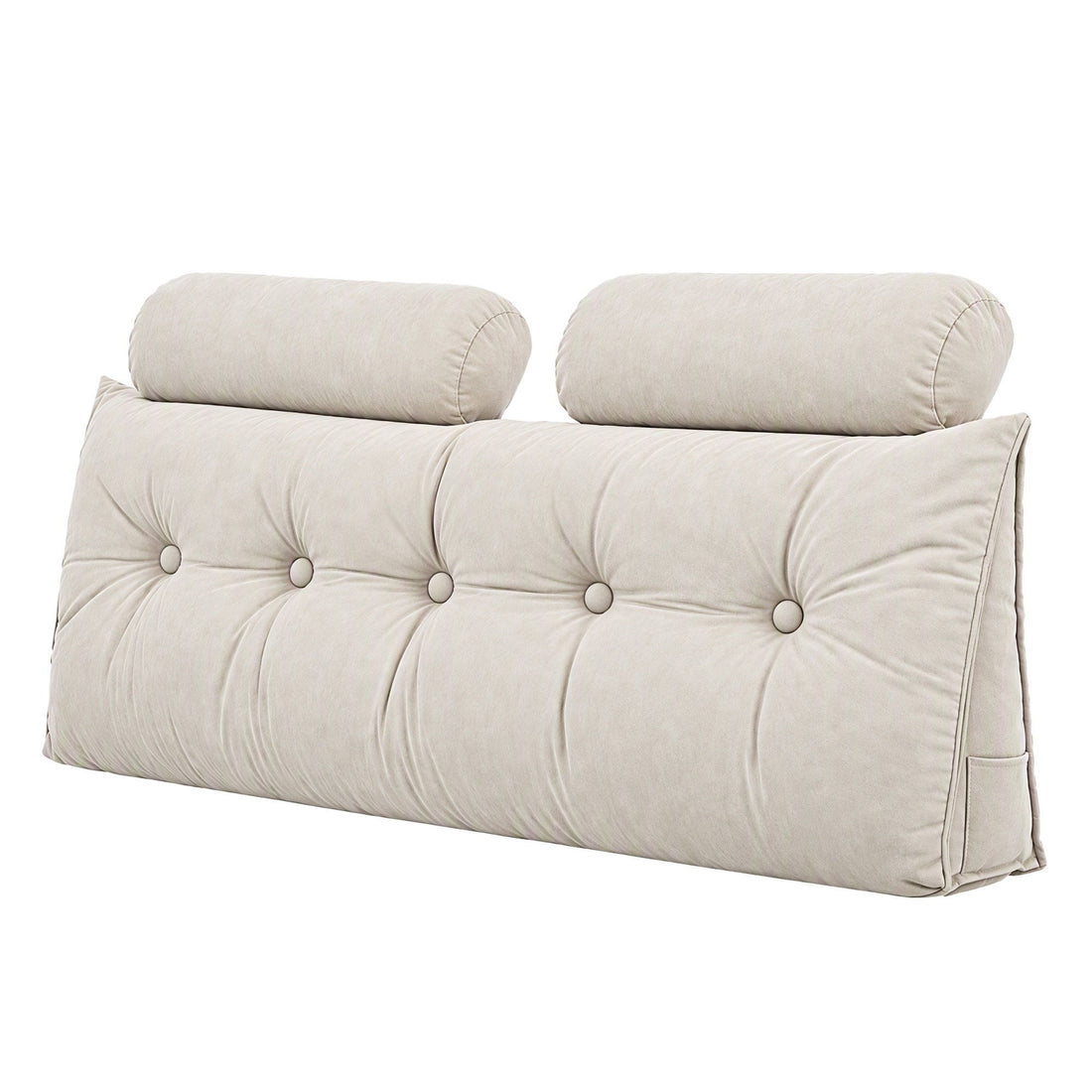 Artiss Headboard Pillow Double Wedge Backrest Triangular with 2 Cushions Beige-Furniture > Bedroom > Headboards-PEROZ Accessories