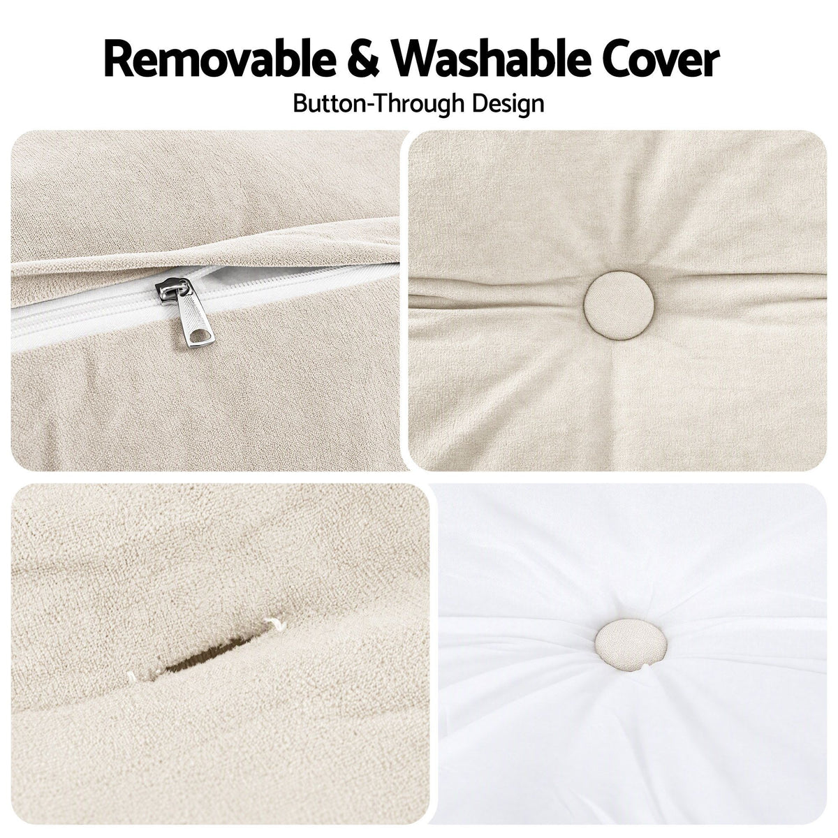 Artiss Headboard Pillow Double Wedge Backrest Triangular with 2 Cushions Beige-Furniture > Bedroom > Headboards-PEROZ Accessories