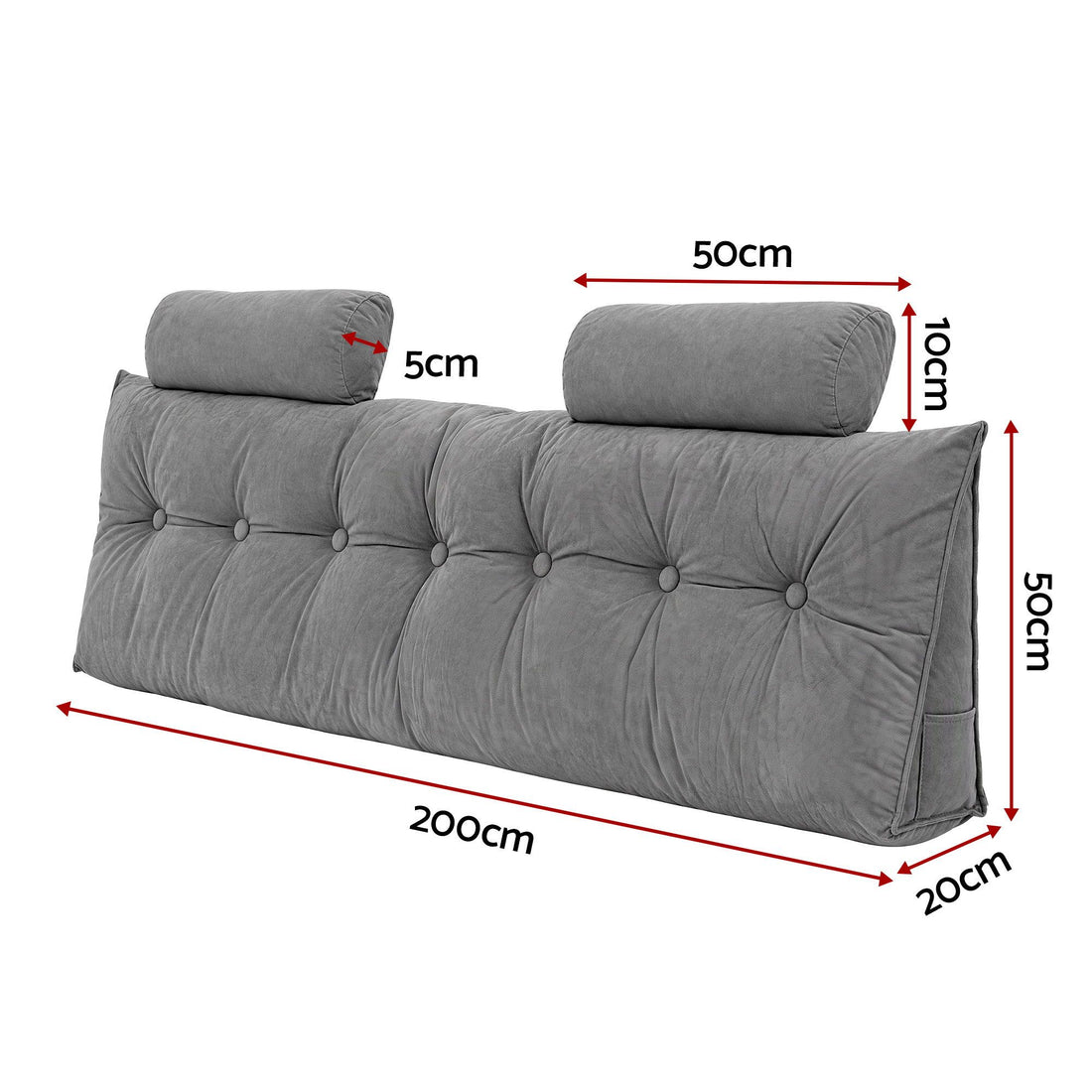 Artiss Headboard Pillow King Wedge Backrest Triangular with 2 Cushions Grey-Furniture > Bedroom > Headboards-PEROZ Accessories