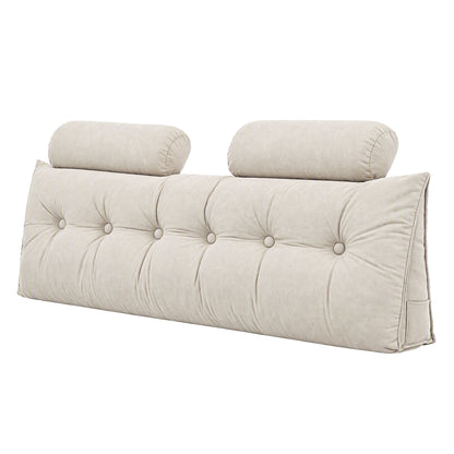 Artiss Headboard Pillow Queen Wedge Backrest Triangular with 2 Cushions Beige-Furniture > Bedroom > Headboards-PEROZ Accessories