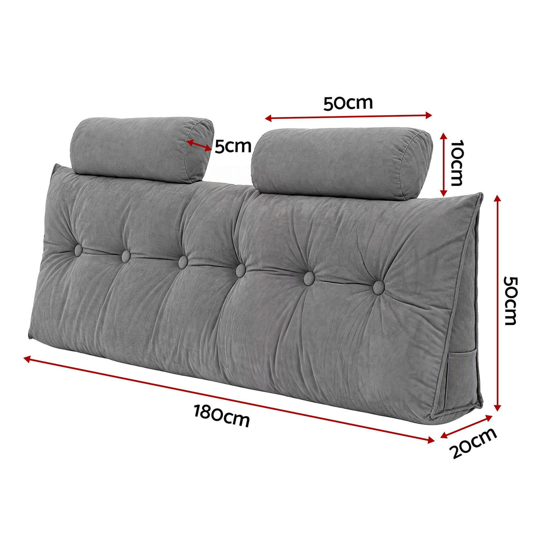 Artiss Headboard Pillow Queen Wedge Backrest Triangular with 2 Cushions Grey-Furniture > Bedroom > Headboards-PEROZ Accessories