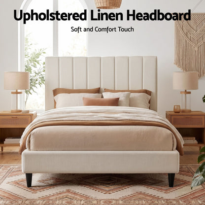 Artiss Bed Head Headboard Double Linen 137CM - Beige-Furniture > Bedroom > Headboards-PEROZ Accessories