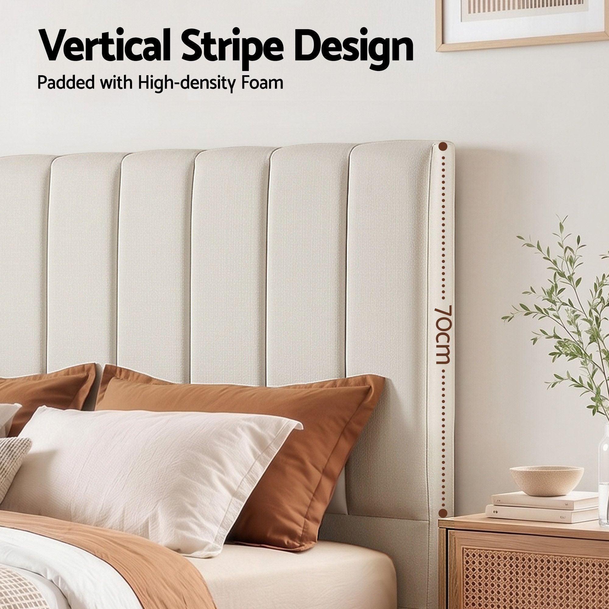 Artiss Bed Head Headboard Double Linen 137CM - Beige-Furniture > Bedroom > Headboards-PEROZ Accessories