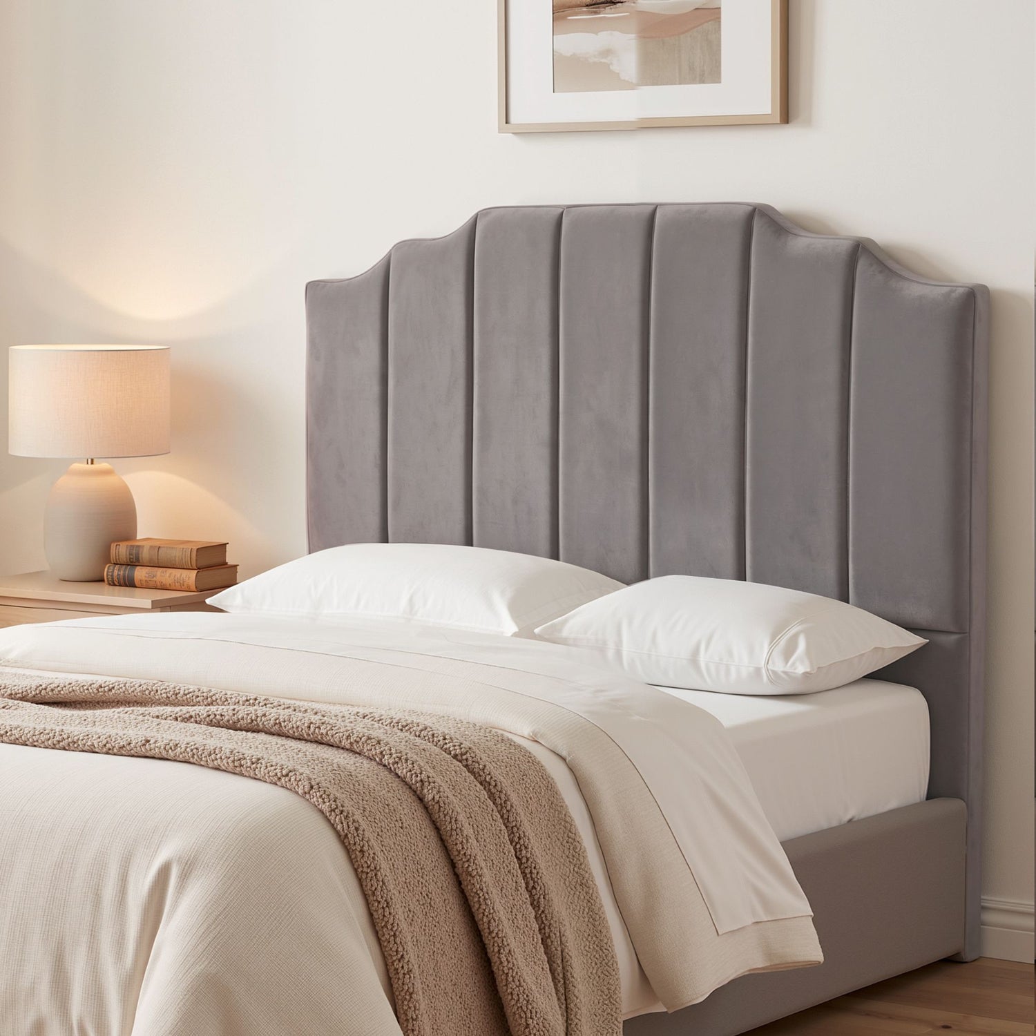 Artiss Bed Head Headboard Double Velvet 138CM - Grey-Furniture > Bedroom > Headboards-PEROZ Accessories