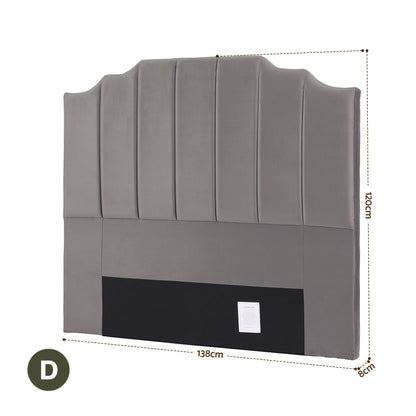 Artiss Bed Head Headboard Double Velvet 138CM - Grey-Furniture > Bedroom > Headboards-PEROZ Accessories