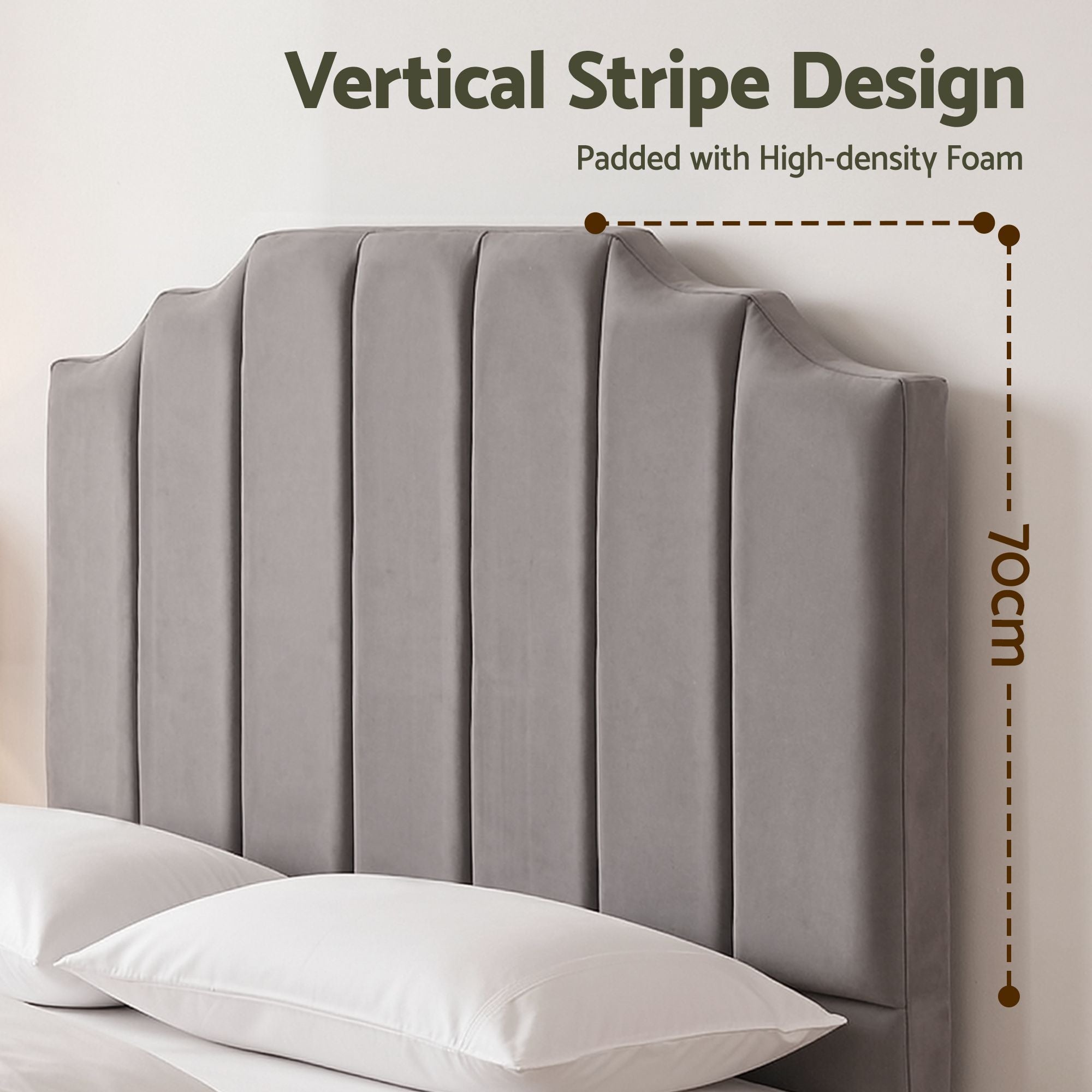 Artiss Bed Head Headboard Double Velvet 138CM - Grey-Furniture > Bedroom > Headboards-PEROZ Accessories