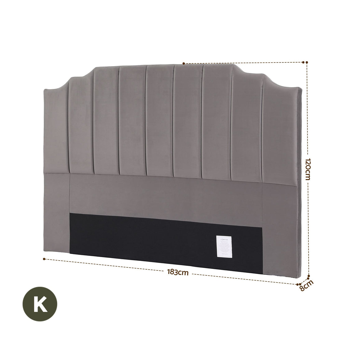 Artiss Bed Head Headboard King Velvet 183CM - Grey-Furniture > Bedroom > Headboards-PEROZ Accessories
