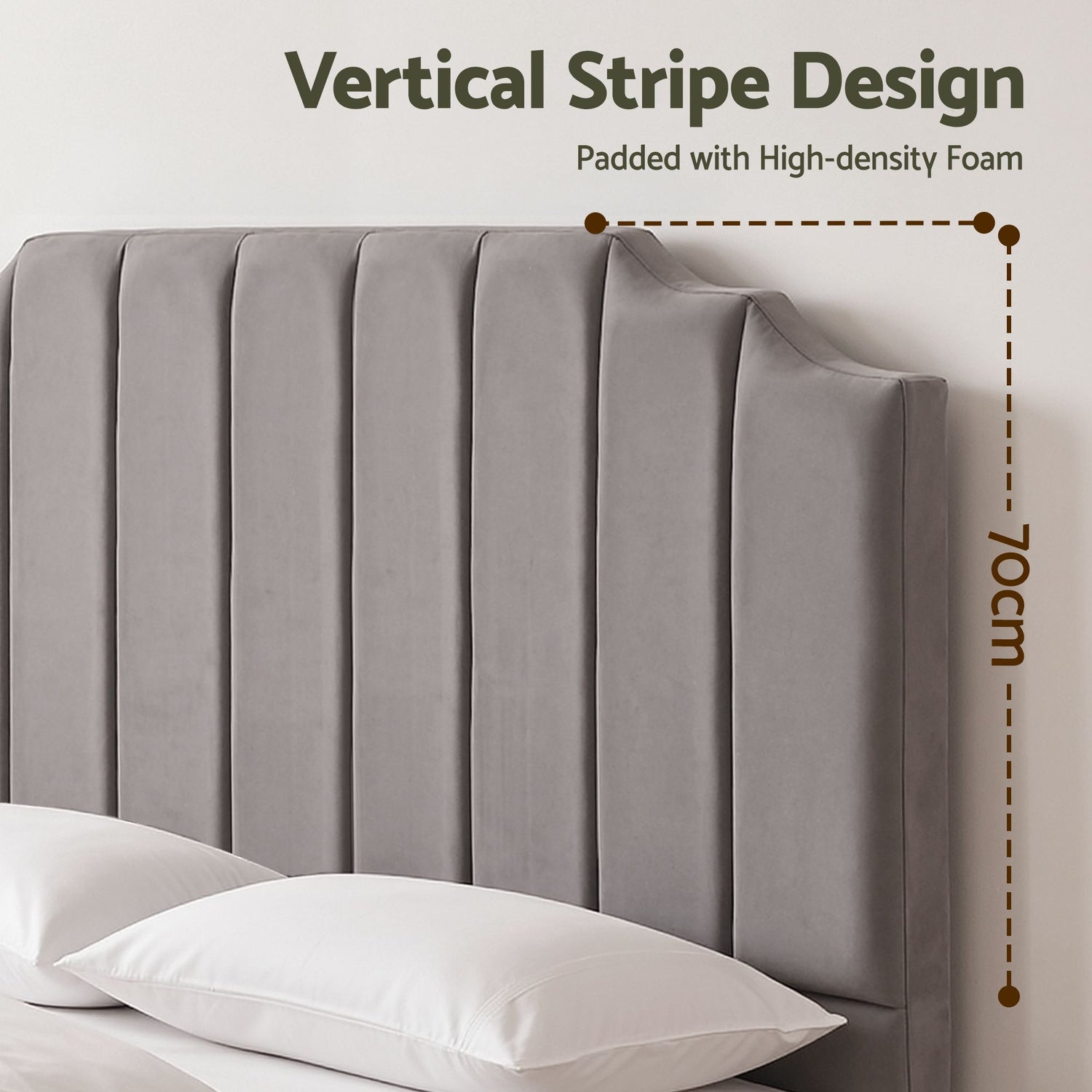 Artiss Bed Head Headboard King Velvet 183CM - Grey-Furniture > Bedroom > Headboards-PEROZ Accessories