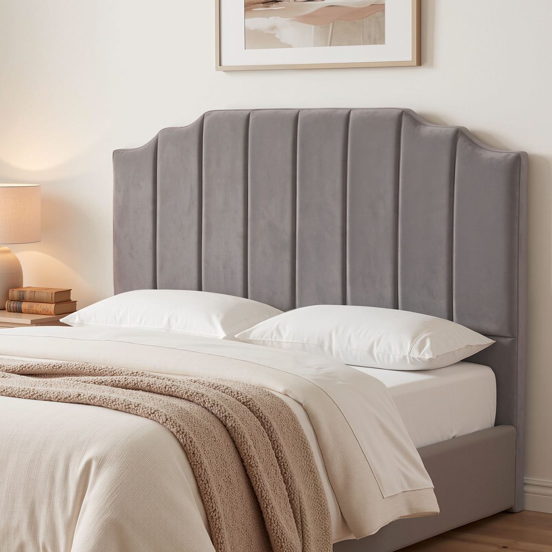 Artiss Bed Head Headboard Queen Velvet 153CM - Grey-Furniture > Bedroom > Headboards-PEROZ Accessories