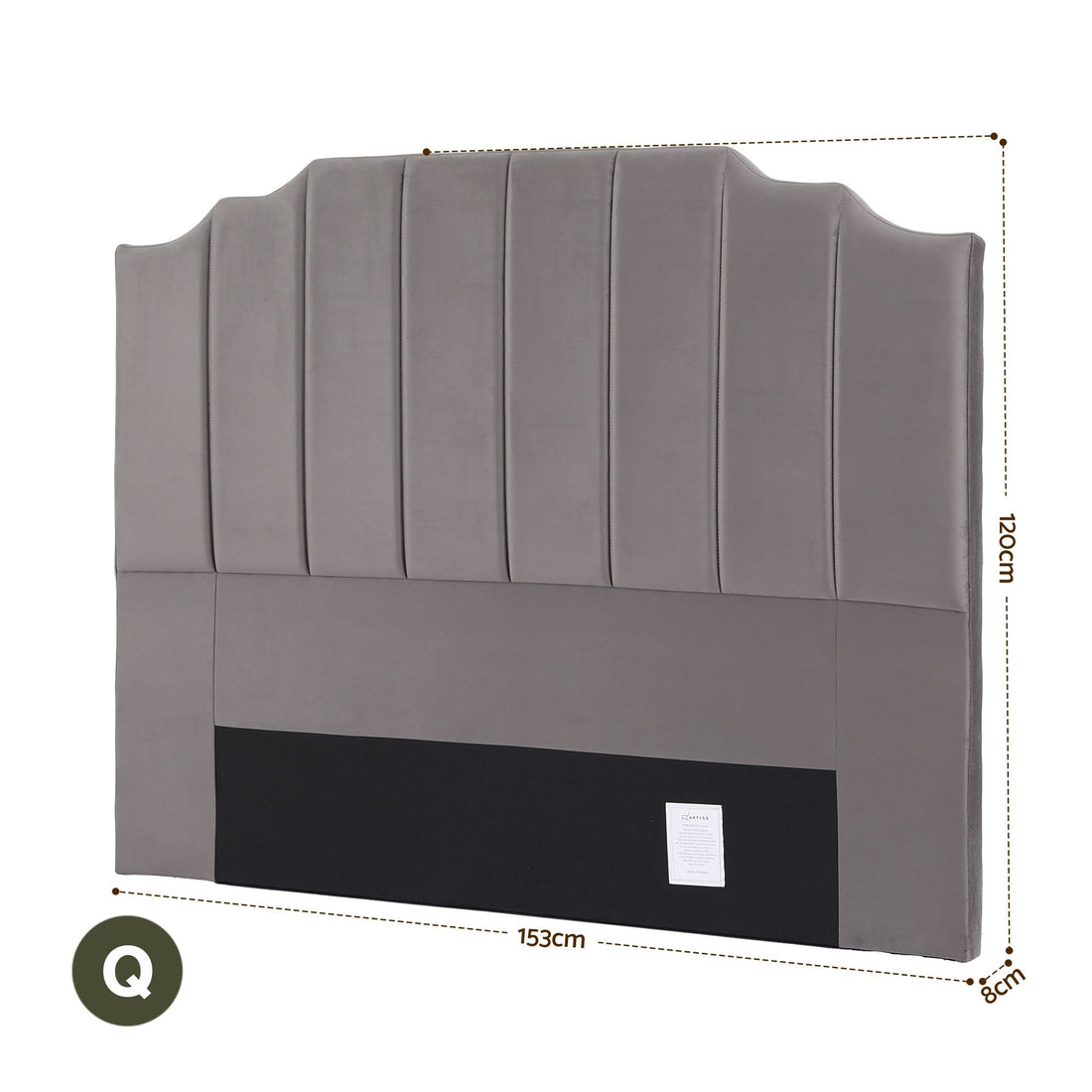 Artiss Bed Head Headboard Queen Velvet 153CM - Grey-Furniture > Bedroom > Headboards-PEROZ Accessories