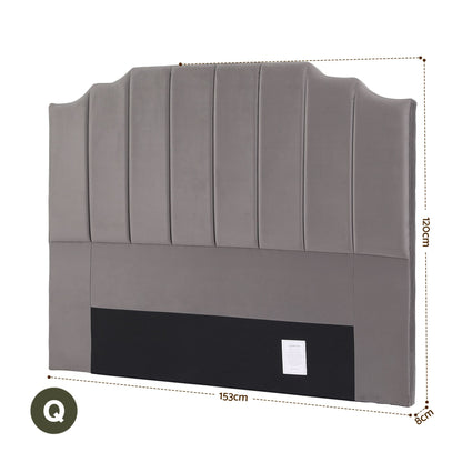 Artiss Bed Head Headboard Queen Velvet 153CM - Grey-Furniture > Bedroom > Headboards-PEROZ Accessories