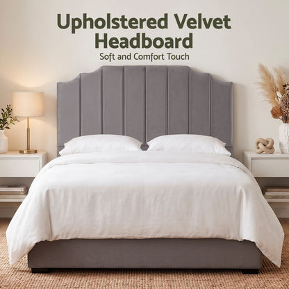 Artiss Bed Head Headboard Queen Velvet 153CM - Grey-Furniture > Bedroom > Headboards-PEROZ Accessories