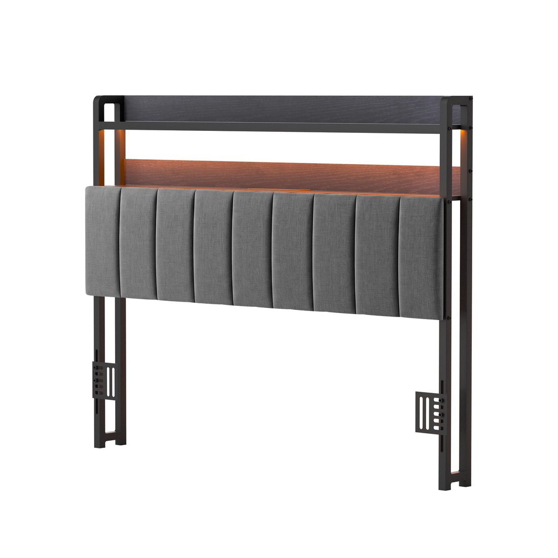 Artiss Double Headboard Charging Station Storage LED Light Grey Upholstered-Furniture > Bedroom > Headboards-PEROZ Accessories