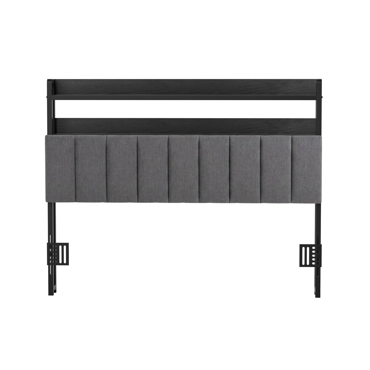Artiss Double Headboard Charging Station Storage LED Light Grey Upholstered