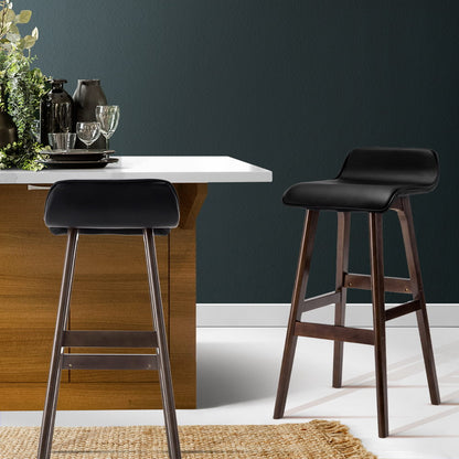 Artiss 2x Bar Stools Wooden Stool Black-Bar Stools-PEROZ Accessories